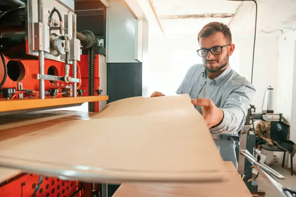 Manufacturing professional working with equipment